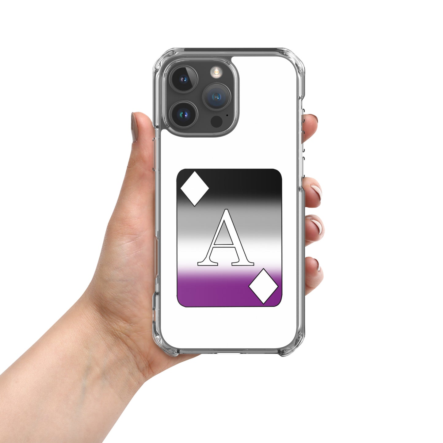 Asexual Ace Pride Ace Card Apple iPhone Cell Phone Case iPhone 16 Pro Max Asexual clear-case-for-iphone-iphone-16-pro-max-case-on-phone-674cd700846d0