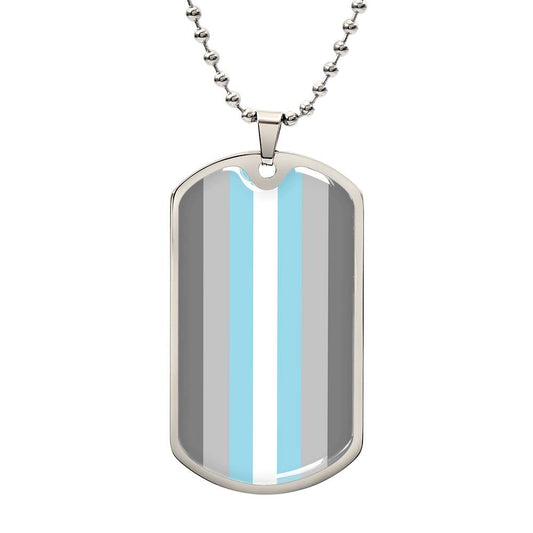 Demiboy Pride Military Dog Tag Necklace Silver Demiboy demiboy-Pride-Military-Dog-Tag-Necklace-silver