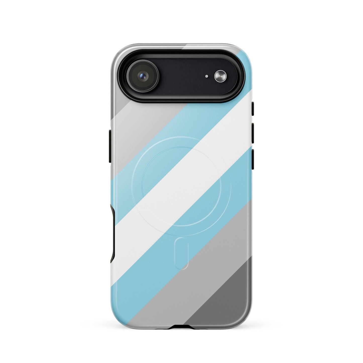 apple iphone 17 air magsafe cell phone case with demiboy pride flag design on white background