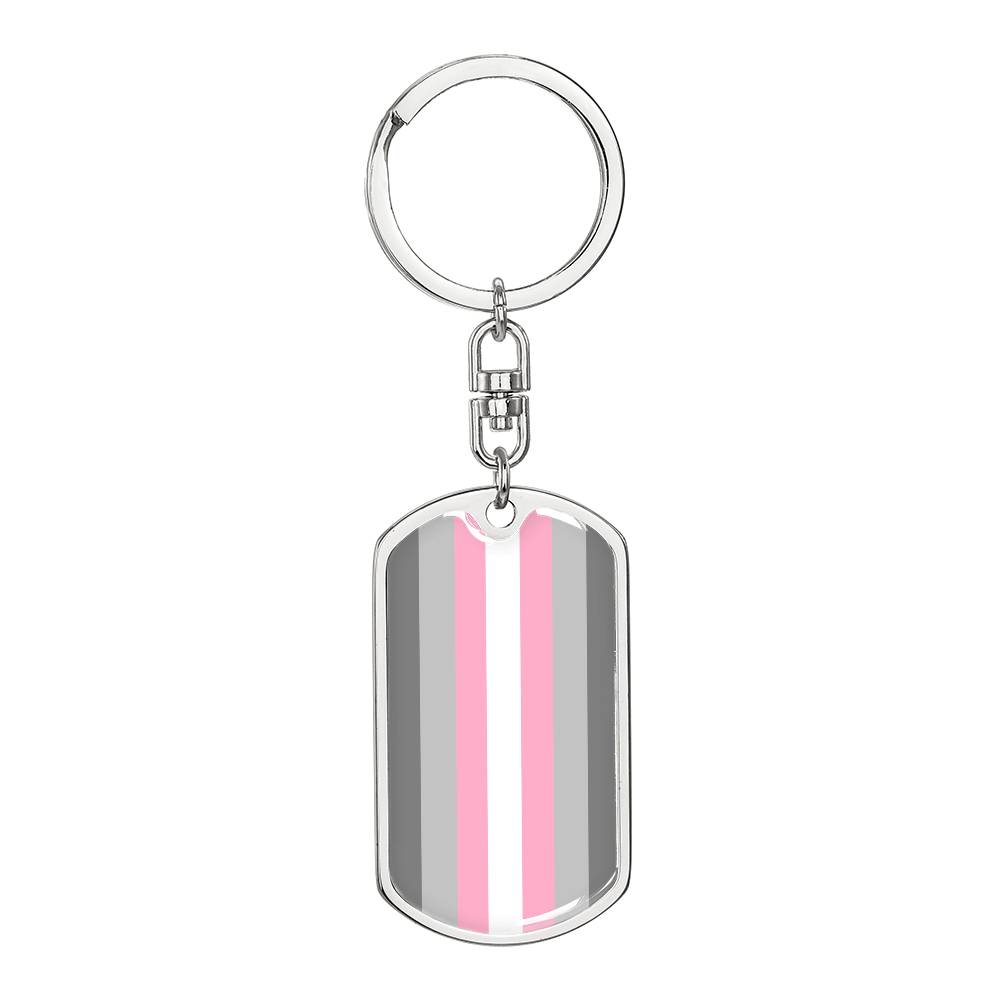 Demigirl Pride Military Dog Tag Keychain Silver Demigirl demigirl-pride-military-dog-tag-keychain-silver