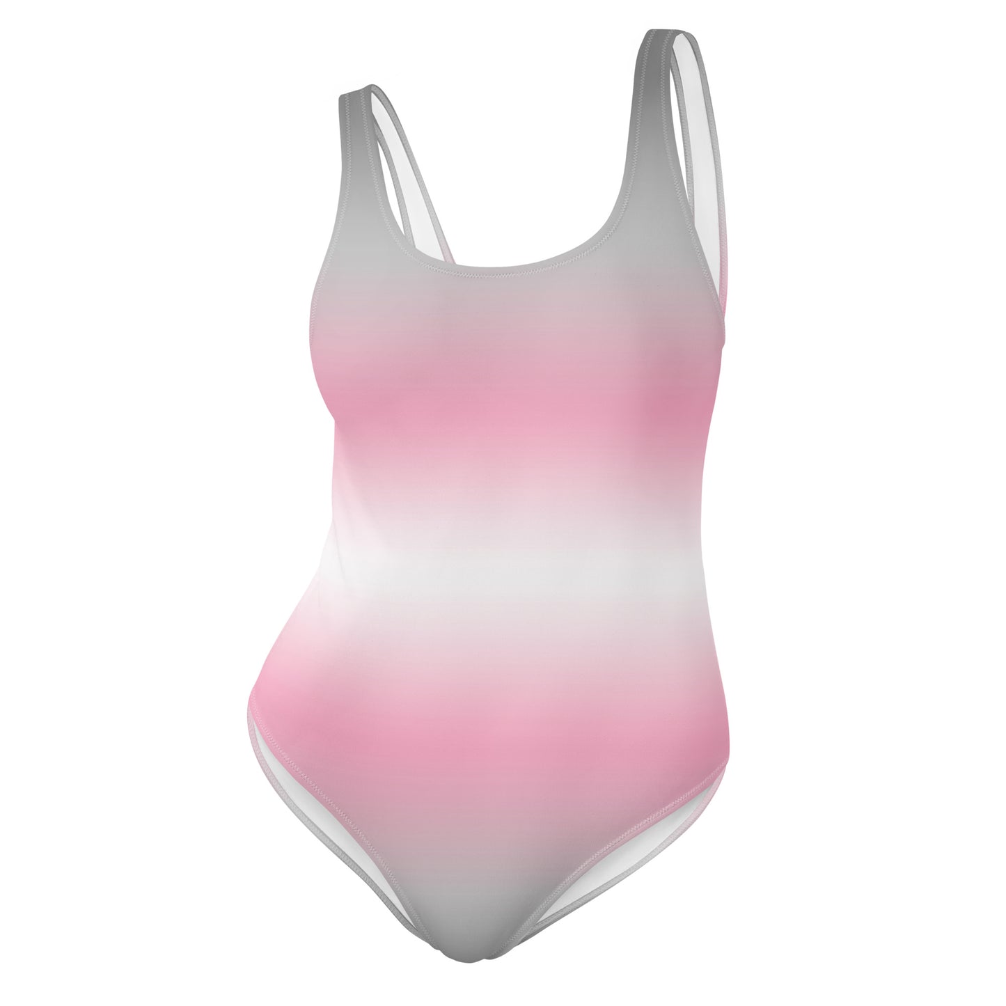 Gradient pink to white swimsuit on a white background