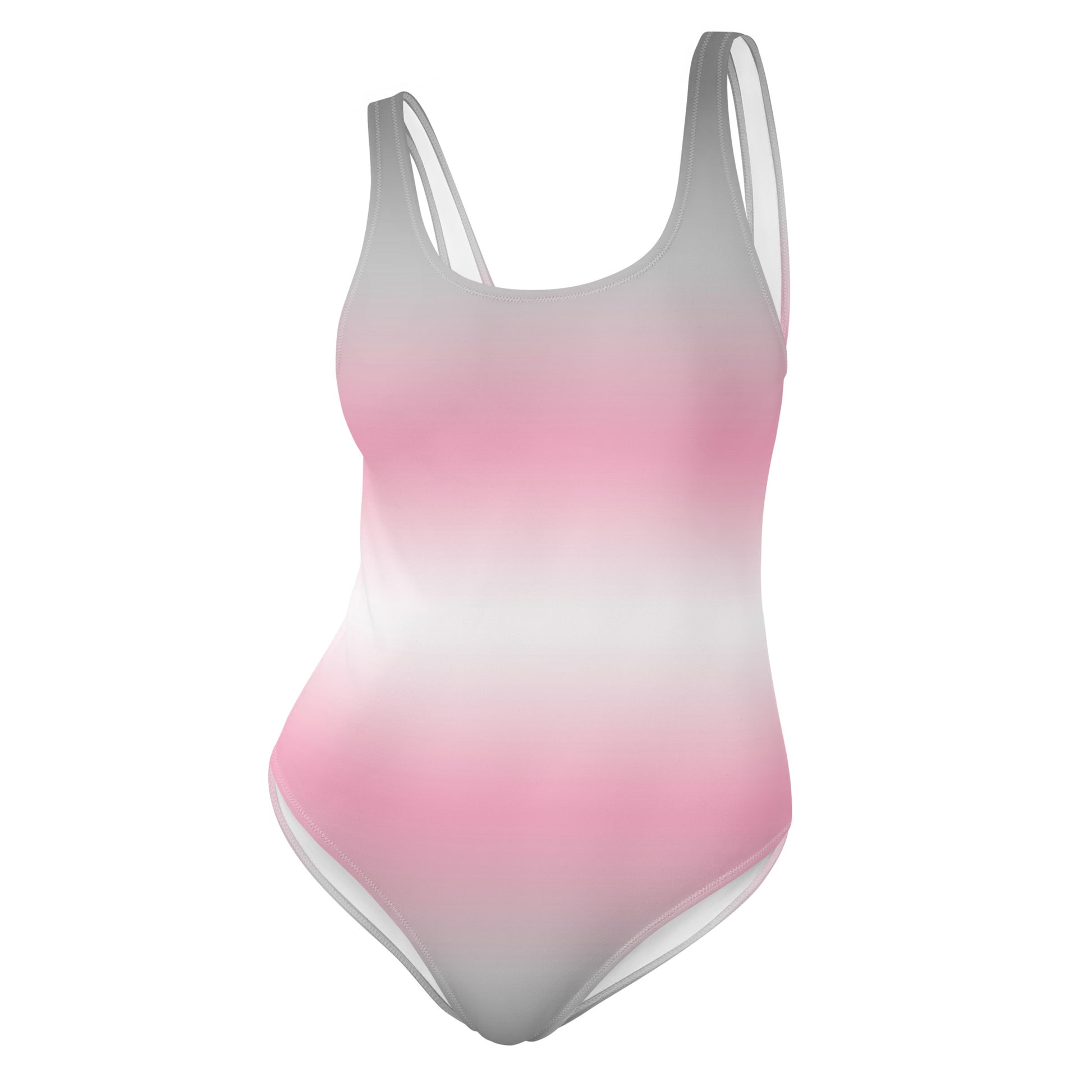 Gradient pink to white swimsuit on a white background