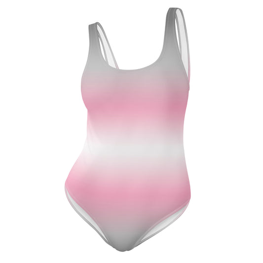 Gradient pink to white swimsuit on a white background
