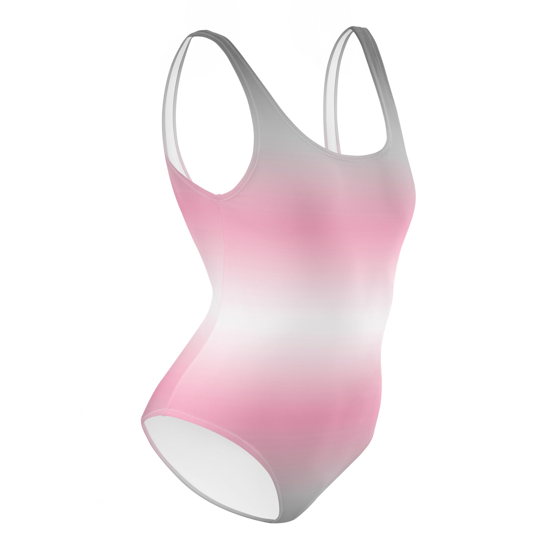 Gradient pink to white swimsuit on a white background