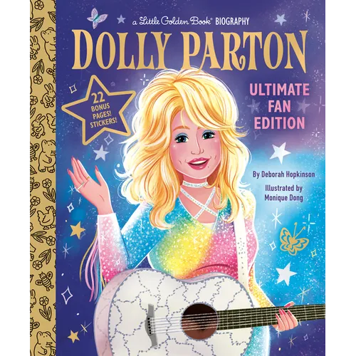 Book cover of 'Dolly Parton: Ultimate Fan Edition' with a colorful illustration of Dolly Parton holding a guitar.