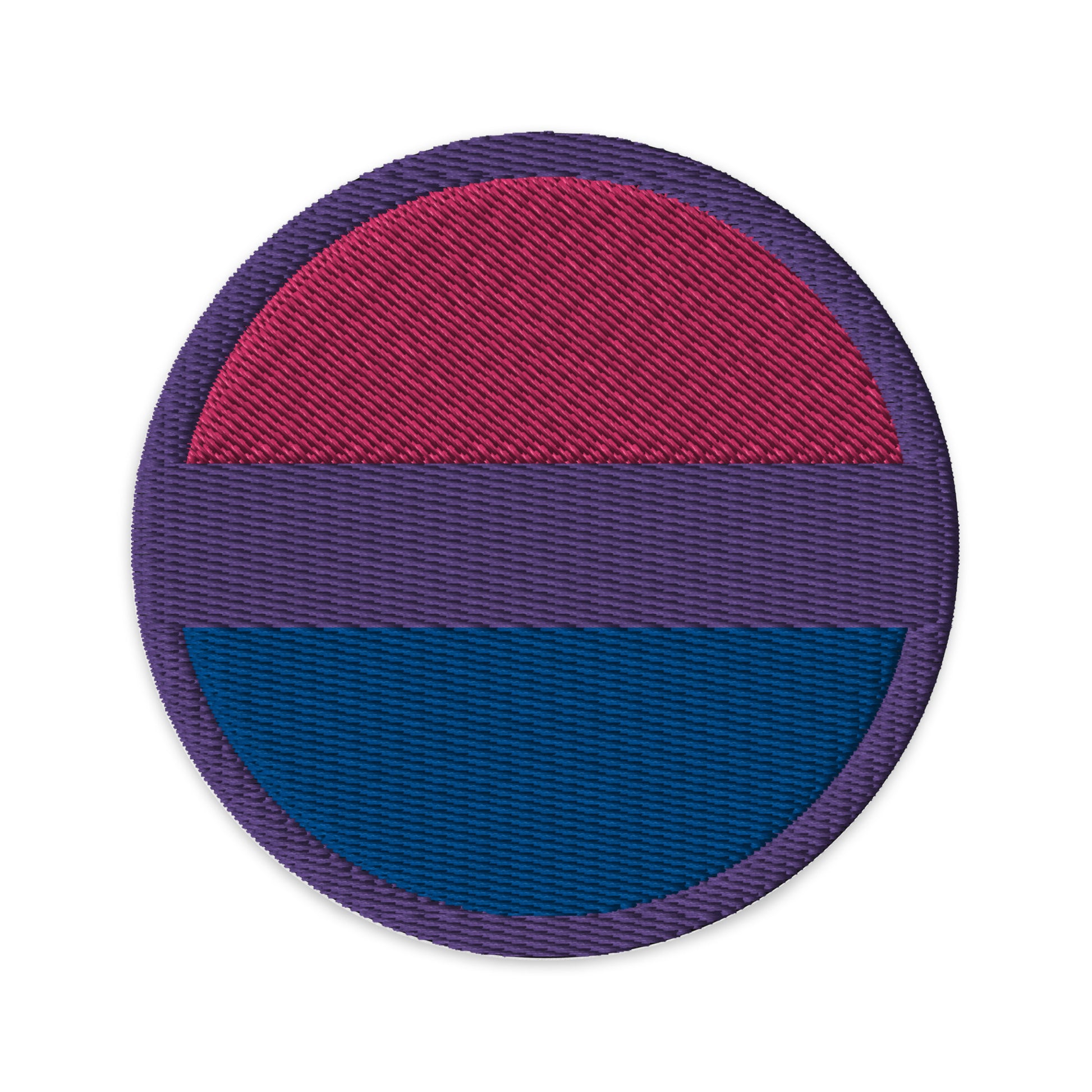 Bisexual Bi Pride Circle Embroidered Patch Bisexual embroidered-patches-black-circular-3-in-front-66c0e2910cb30