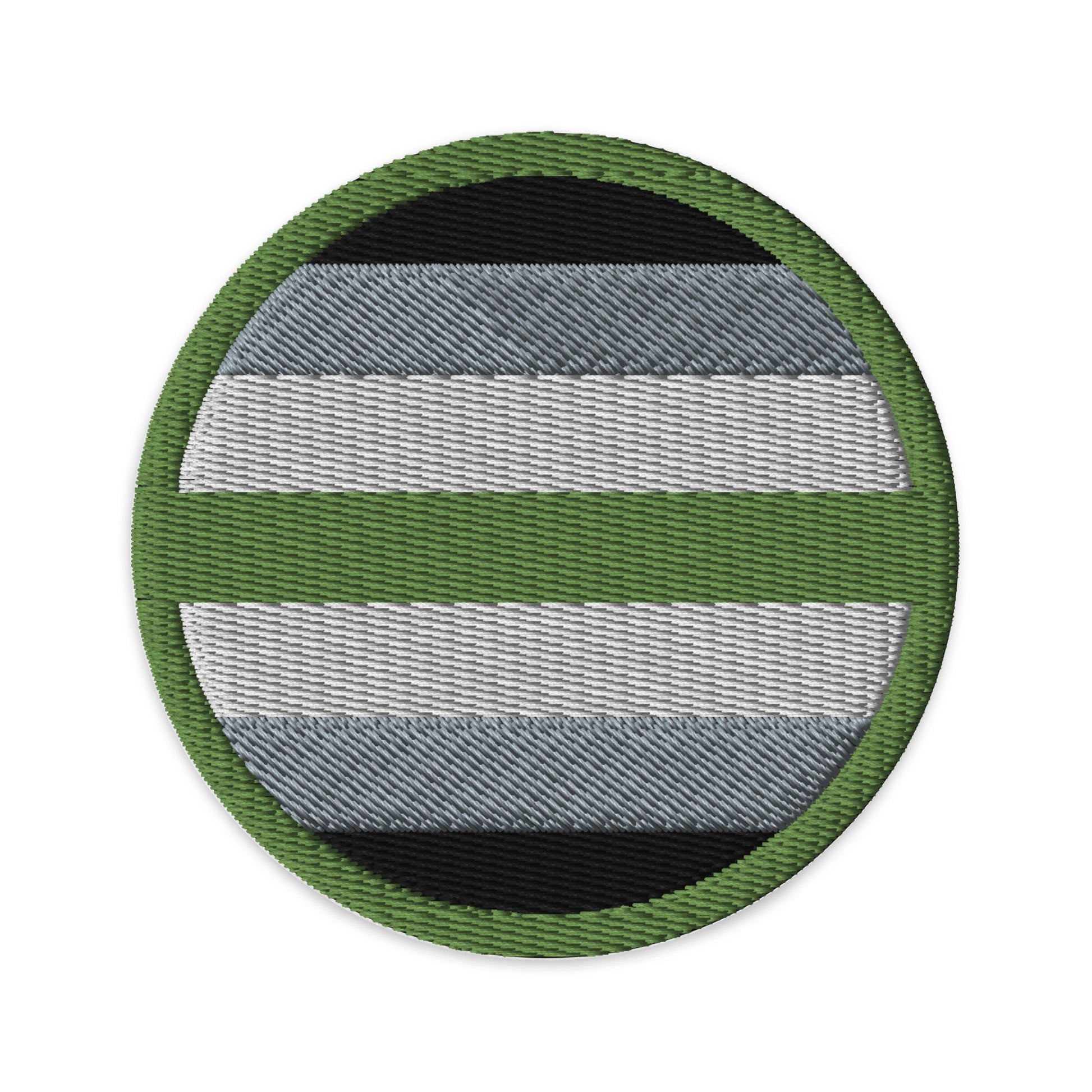 Agender Pride Circle Embroidered Patch Agender embroidered-patches-black-circular-3-in-front-66c0f6753cede