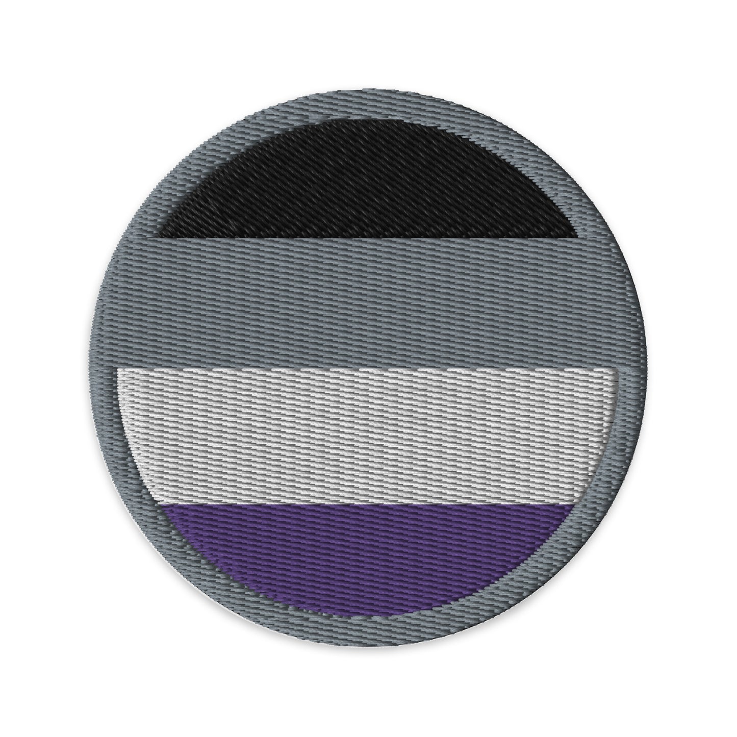 Asexual Ace Pride Circle Embroidered Patch Asexual embroidered-patches-black-circular-3-in-front-66c0f6ca727ef