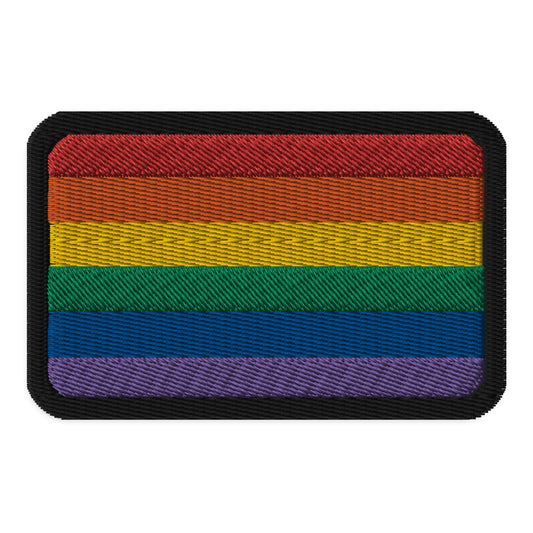 LGBTQ Pride Flag Embroidered Patch Pride embroidered-patches-black-rectangle-3.5x2.25-front-66bffb8e90eb5