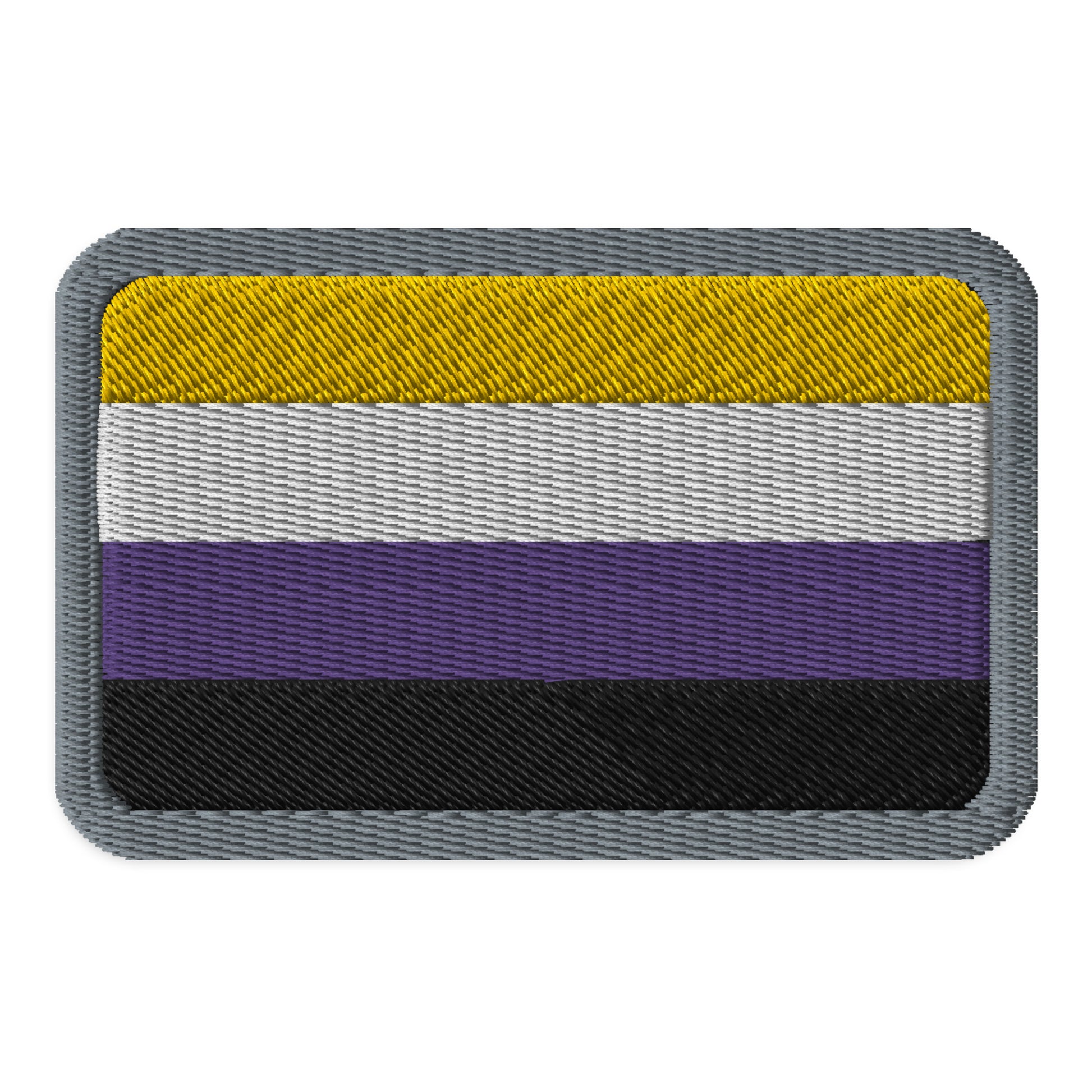 Nonbinary Enby Pride Flag Embroidered Patch Nonbinary embroidered-patches-black-rectangle-3.5x2.25-front-66c0020082de1