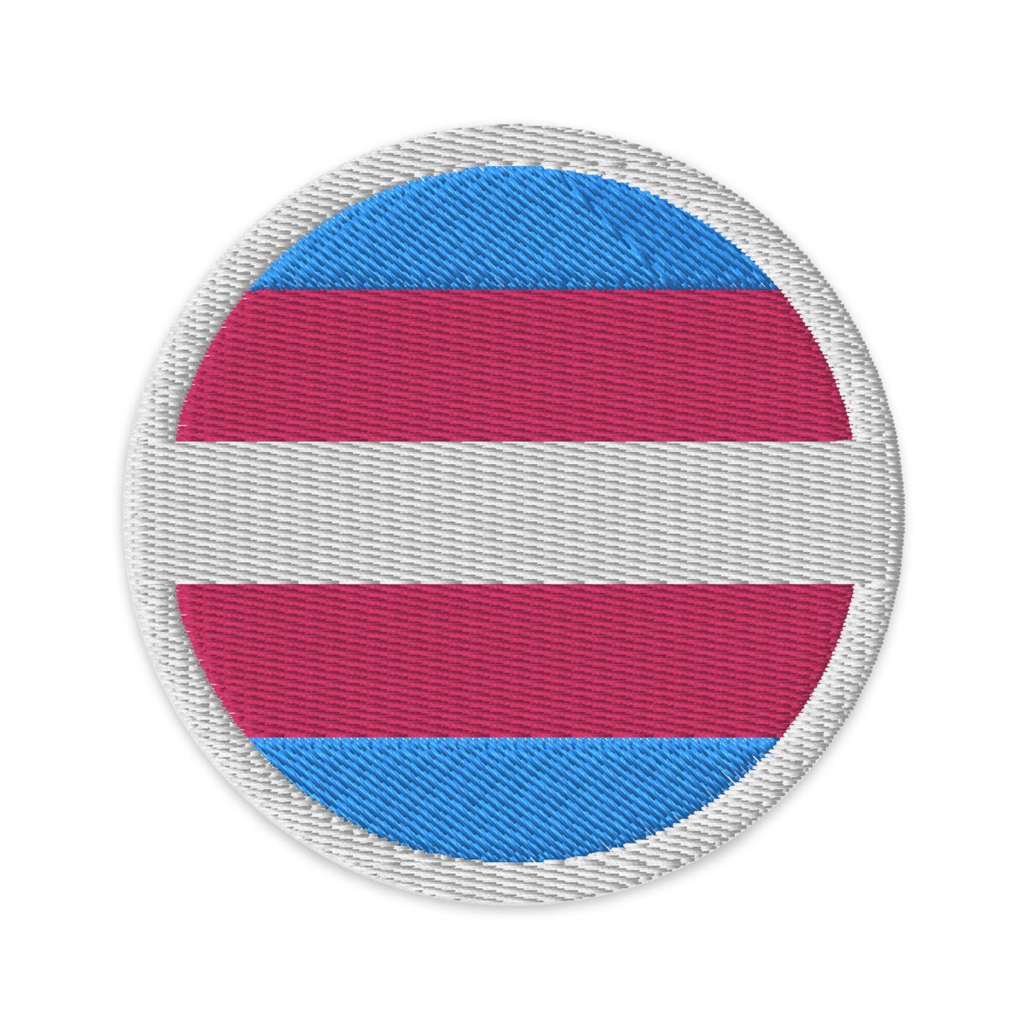 Transgender Trans Pride Circle Embroidered Patch Tansgender embroidered-patches-white-circular-3-in-front-66c0f3d640fe5