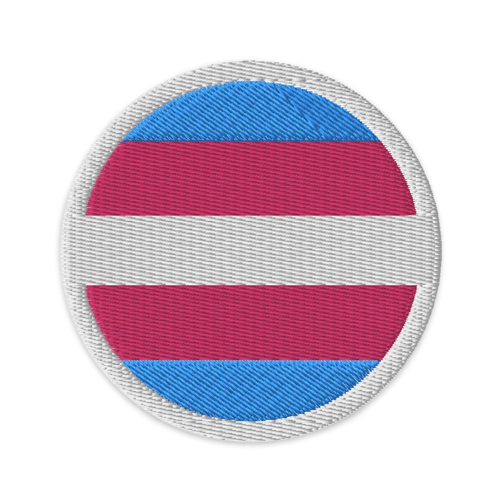 Transgender Trans Pride Circle Embroidered Patch Tansgender embroidered-patches-white-circular-3-in-front-66c0f3d640fe5