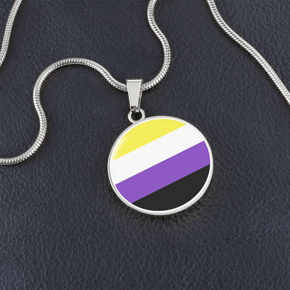 Nonbinary Enby Pride Circle Pendant Necklace enby_pride_necklace_silver