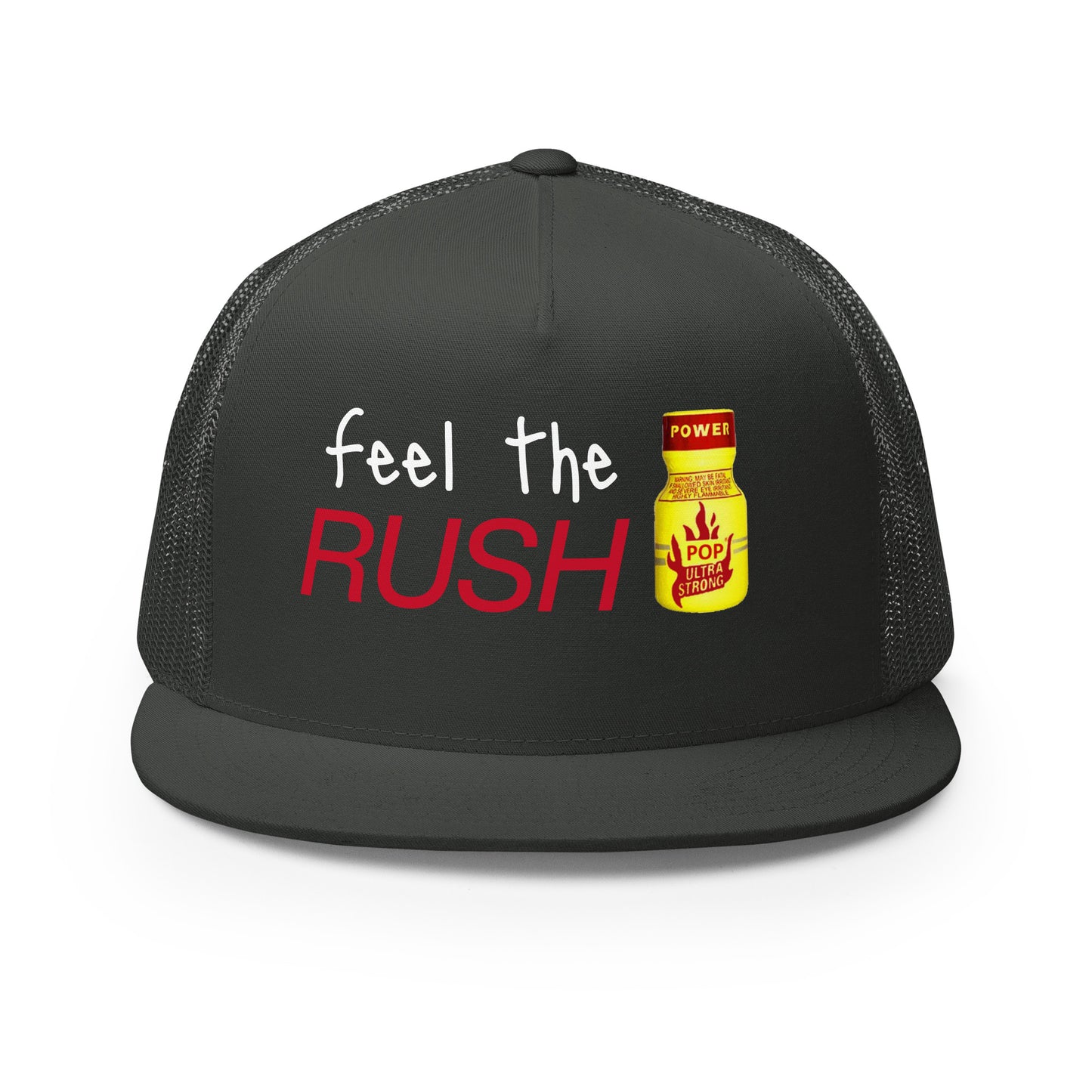 Feel the Rush - Trucker Baseball Cap Hat Charcoal feel-the-rush-trucker-baseball-cap-hat-charcoal-front Trucker Caps