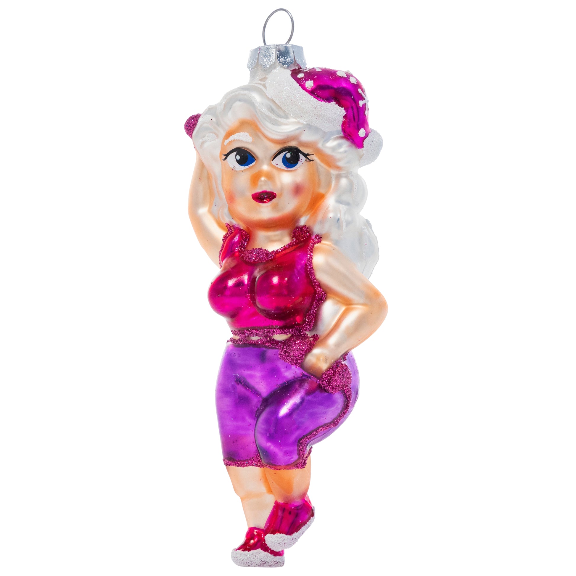 Fit and Fabulous Mrs Claus - Hand-Blown Glass Holiday Ornament fit-and-fabulous-mrs-claus-hand-blown-glass-holiday-christmas-ornament-front