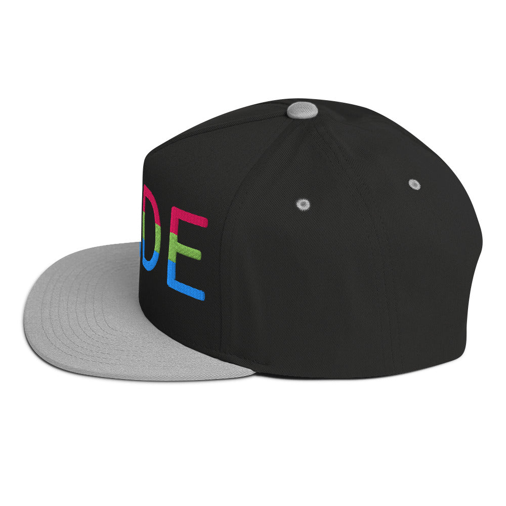 Polysexual Poly Pride Embroidered Snapback Baseball Cap flat-bill-cap-black-grey-left-side-676a0f9f91242