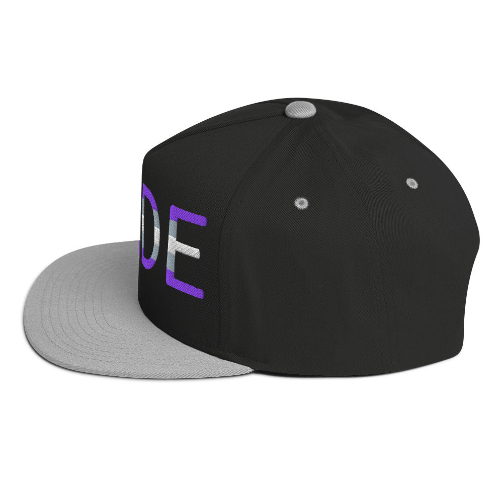 Greysexual Pride Embroidered Snapback Baseball Cap flat-bill-cap-black-grey-left-side-676a1040573e6