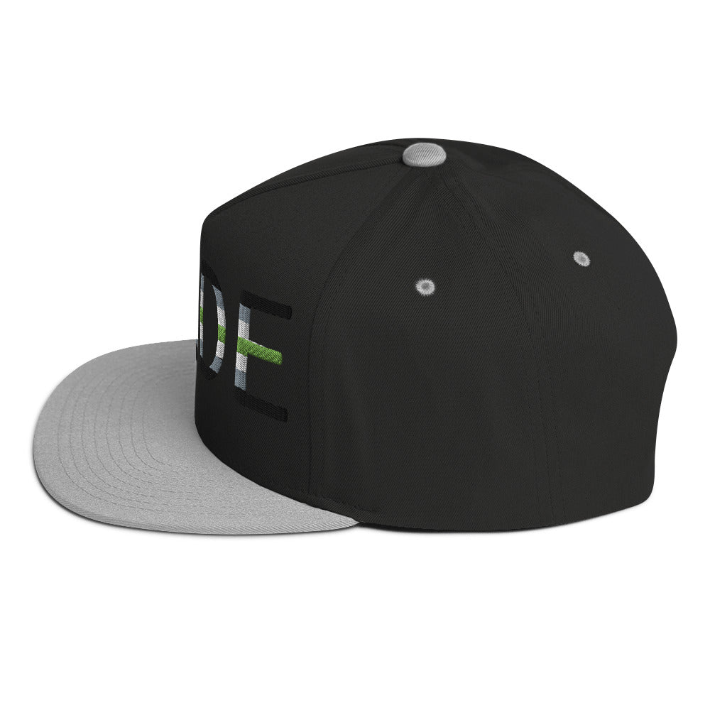 Agender Pride Embroidered Snapback Baseball Cap flat-bill-cap-black-grey-left-side-676a12c67b7a7