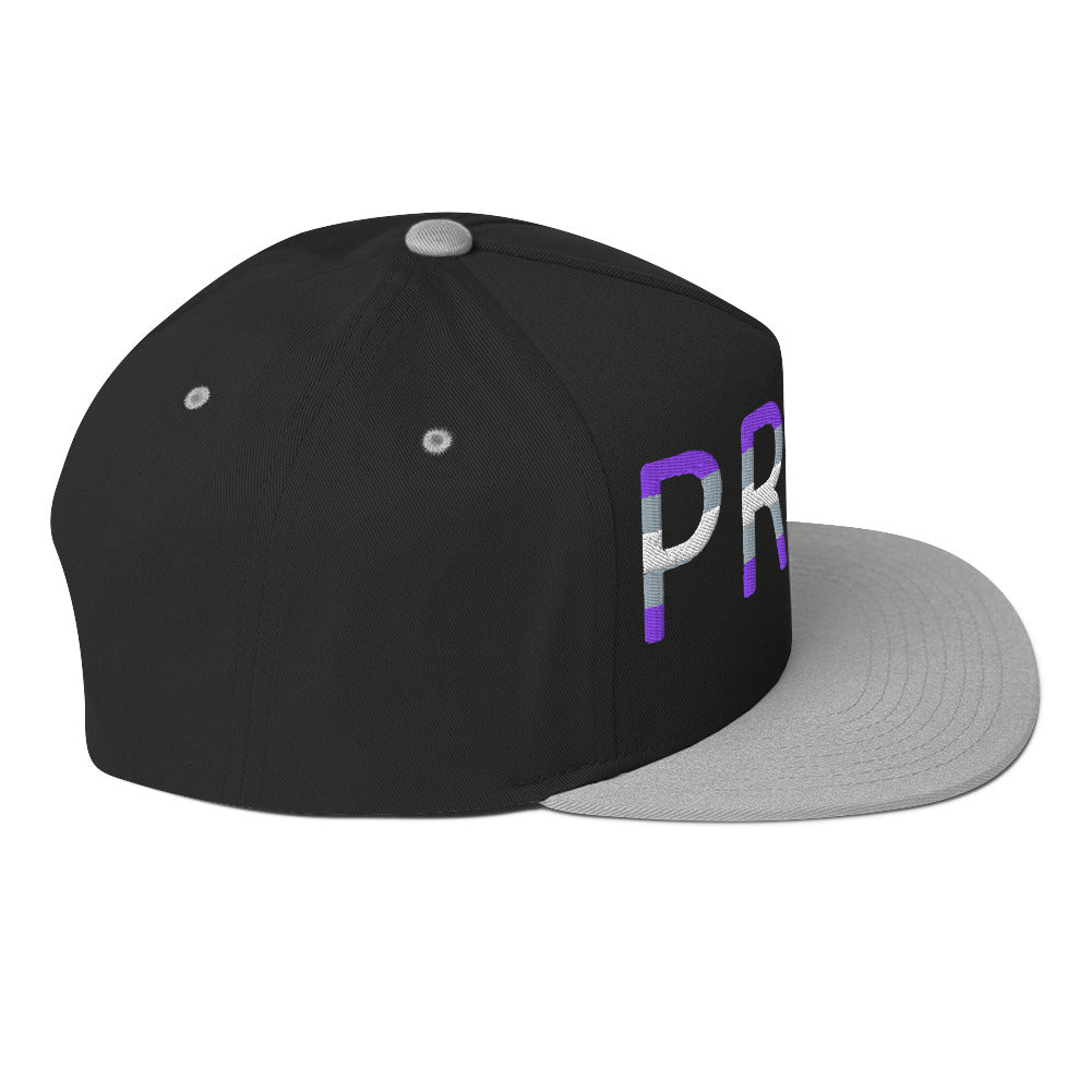 Greysexual Pride Embroidered Snapback Baseball Cap flat-bill-cap-black-grey-right-side-676a104057504