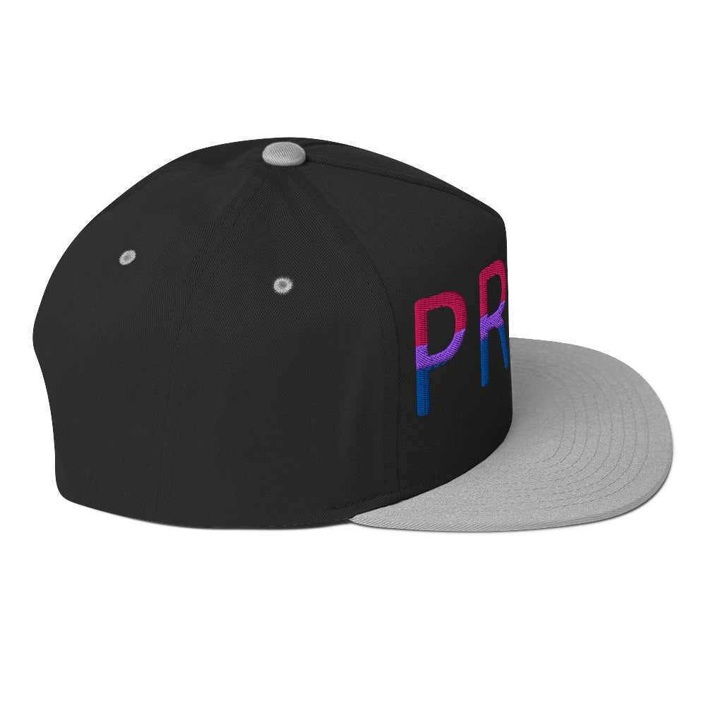 Bisexual Bi Pride Embroidered Snapback Baseball Cap flat-bill-cap-black-grey-right-side-676a114ea1acd