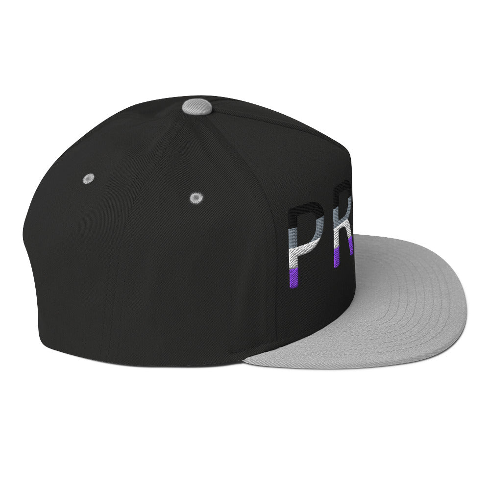 Asexual Ace Pride Embroidered Snapback Baseball Cap flat-bill-cap-black-grey-right-side-676a119077703