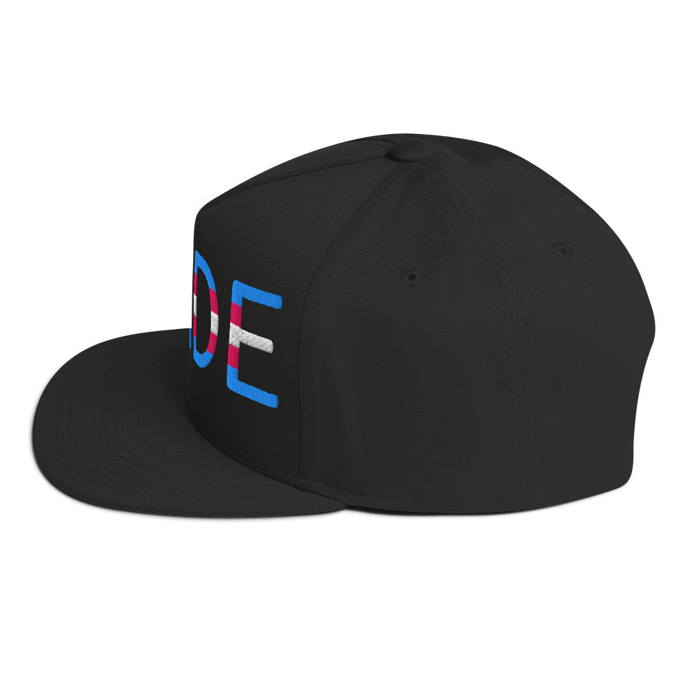 Transgender Trans Pride Embroidered Snapback Baseball Cap flat-bill-cap-black-left-side-676a09d41d392