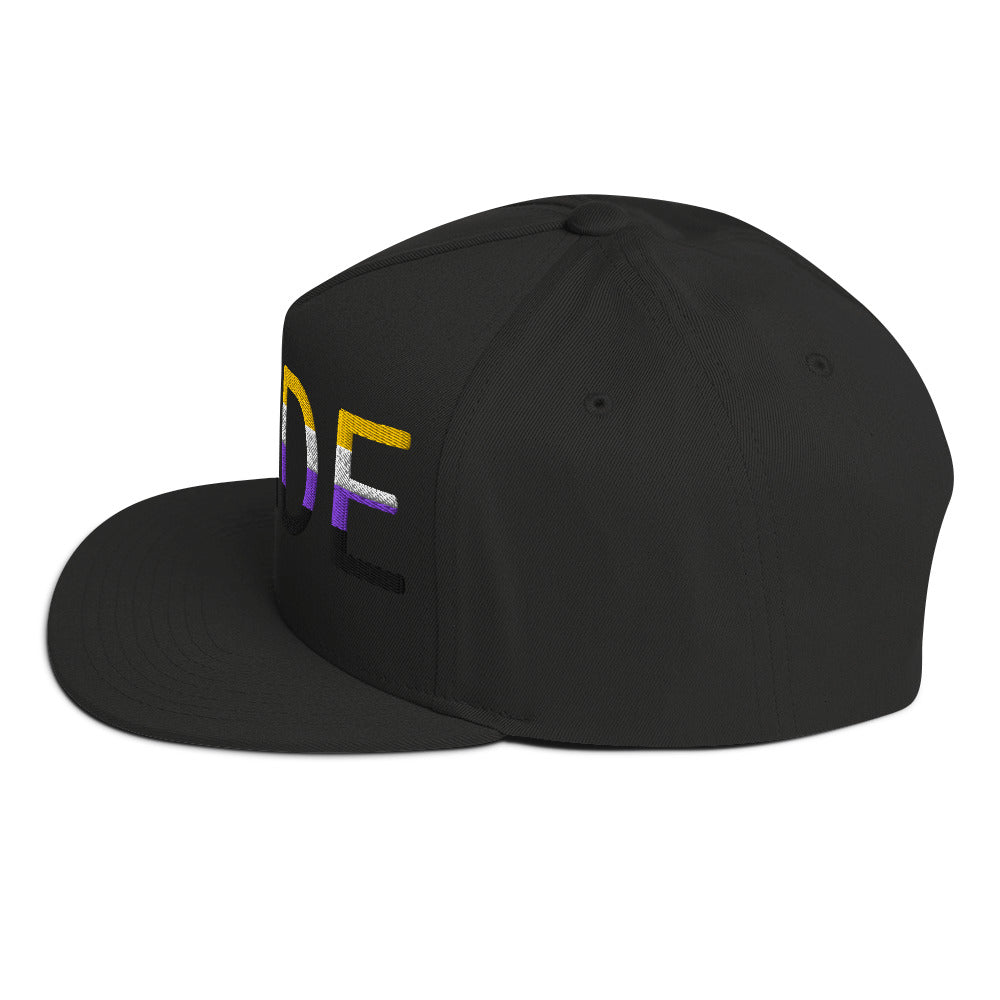 Nonbinary Enby Pride Embroidered Snapback Baseball Cap flat-bill-cap-black-left-side-676a0ffdba10d