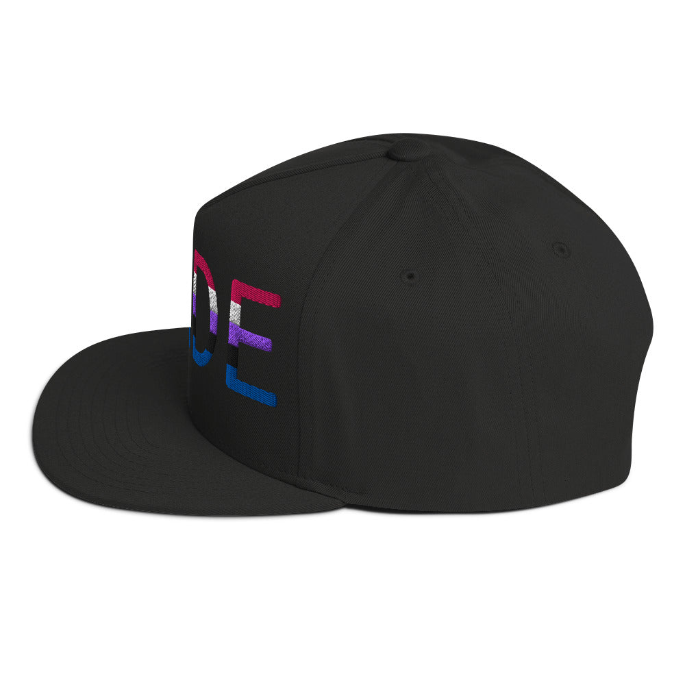 Genderfluid Pride Embroidered Snapback Baseball Cap flat-bill-cap-black-left-side-676a10ffebb51