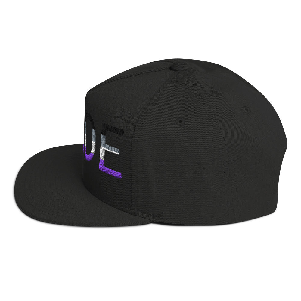 Asexual Ace Pride Embroidered Snapback Baseball Cap flat-bill-cap-black-left-side-676a1190770a4