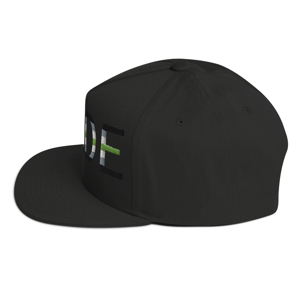 Agender Pride Embroidered Snapback Baseball Cap flat-bill-cap-black-left-side-676a12c67b159