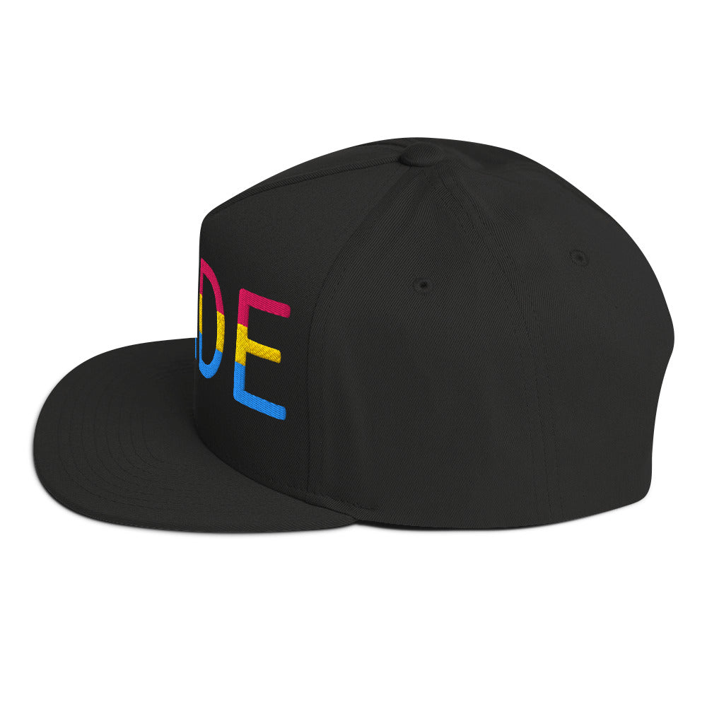 Pansexual Pan Pride Embroidered Snapback Baseball Cap flat-bill-cap-black-left-side-676a12f7efb12