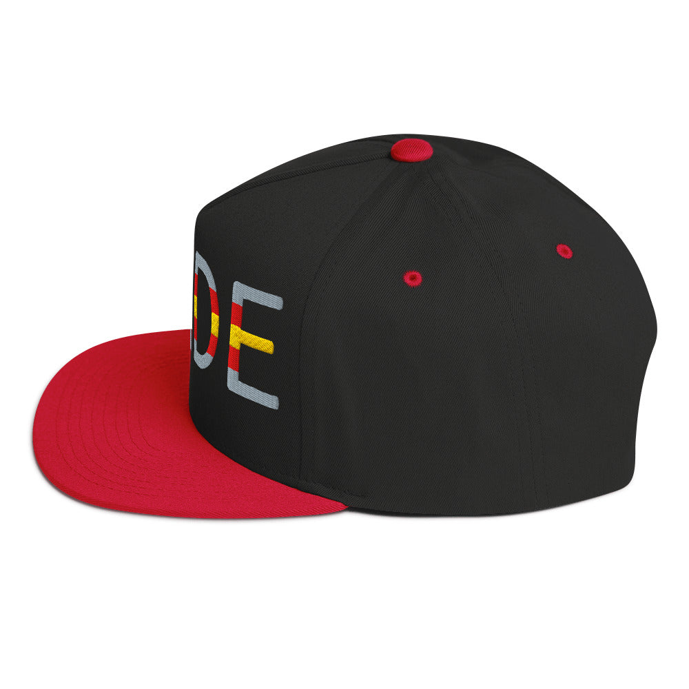 Proculsexual Pride Embroidered Snapback Baseball Cap flat-bill-cap-black-red-left-side-676a0d4387fdb