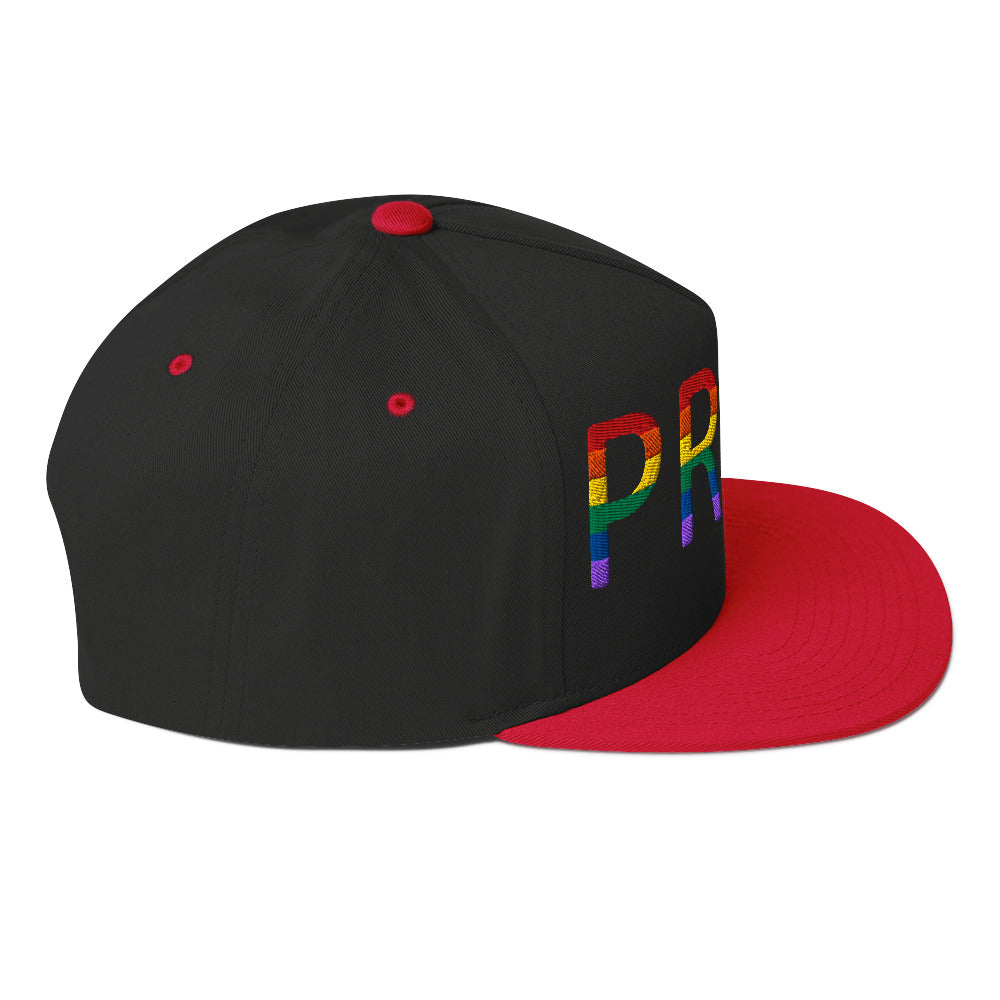 LGBTQ Pride Embroidered Snapback Baseball Cap flat-bill-cap-black-red-right-side-676a0f06e181d