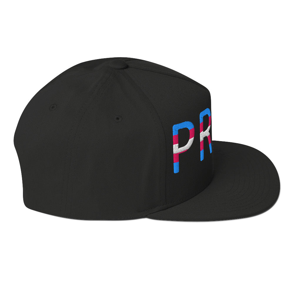 Transgender Trans Pride Embroidered Snapback Baseball Cap flat-bill-cap-black-right-side-676a09d41d592