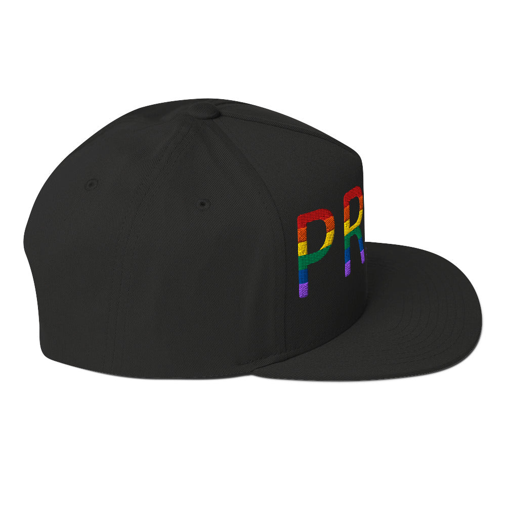 LGBTQ Pride Embroidered Snapback Baseball Cap flat-bill-cap-black-right-side-676a0f06e0486