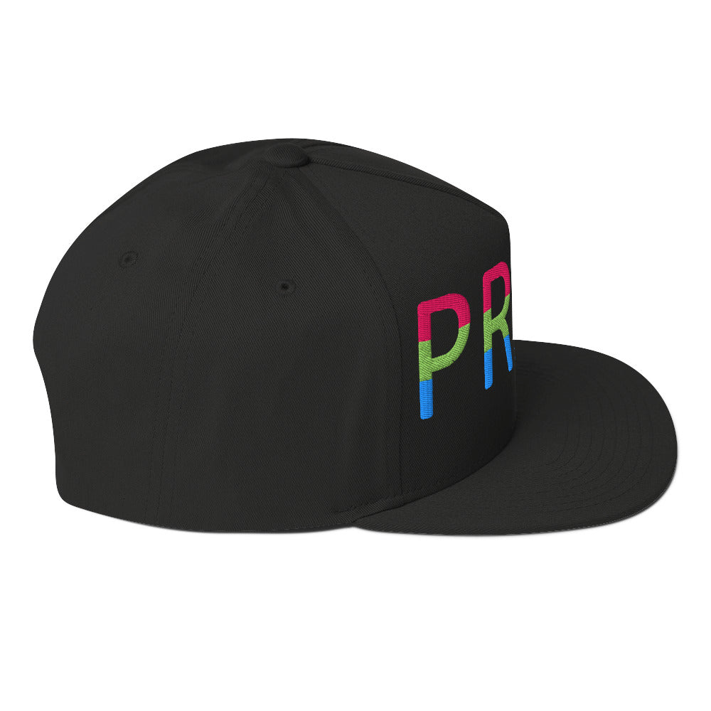 Polysexual Poly Pride Embroidered Snapback Baseball Cap flat-bill-cap-black-right-side-676a0f9f90df1