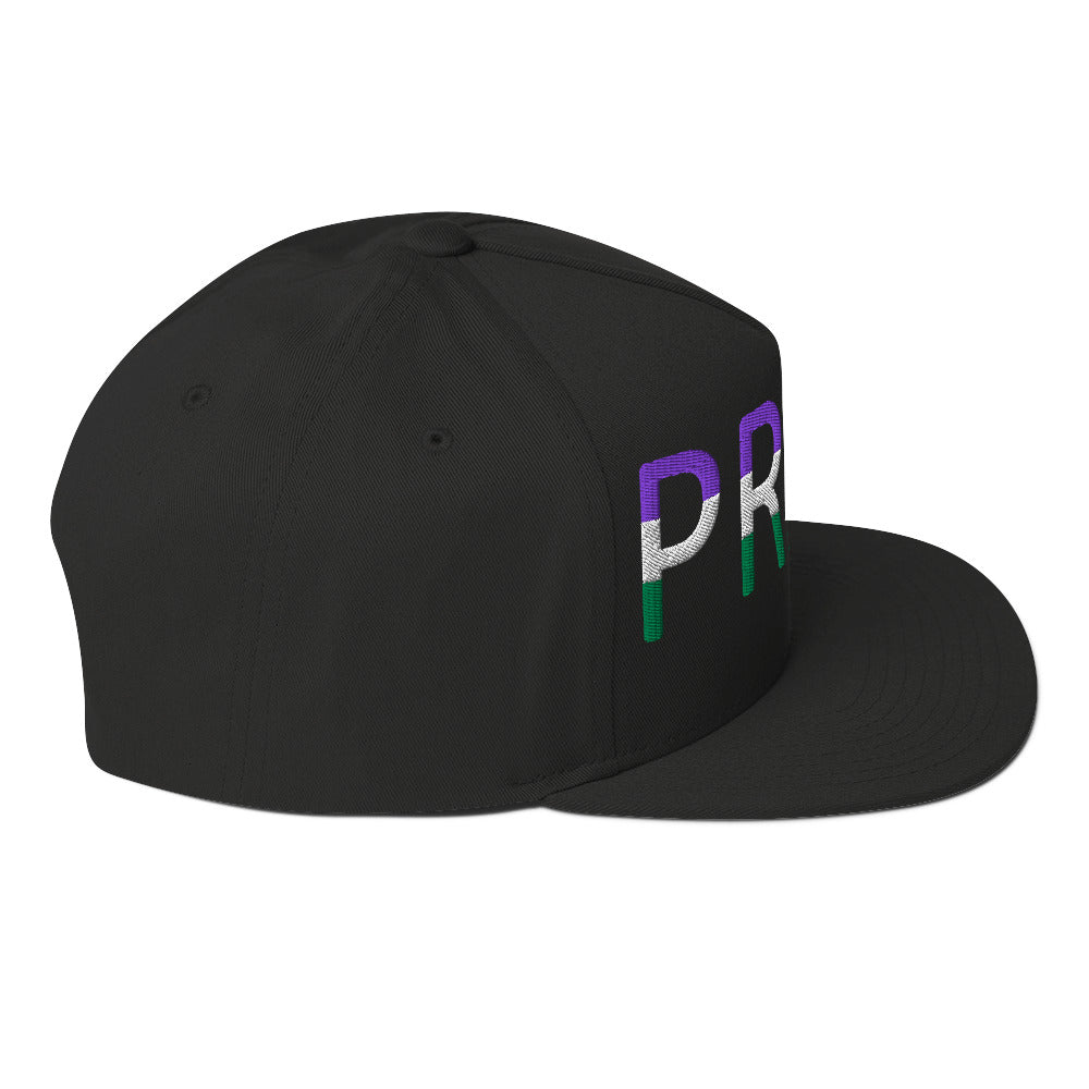 Genderqueer Pride Embroidered Snapback Baseball Cap flat-bill-cap-black-right-side-676a107cdc552