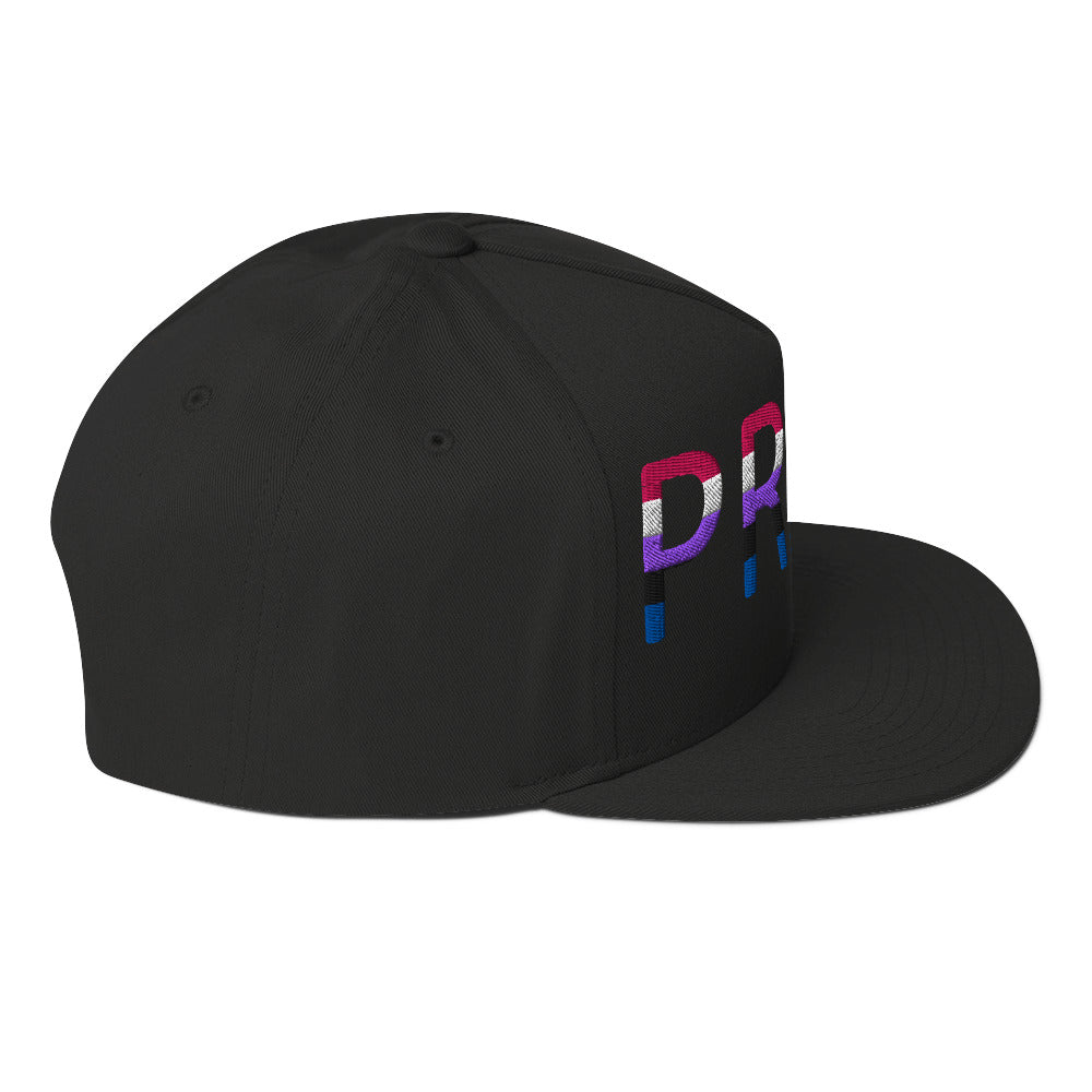 Genderfluid Pride Embroidered Snapback Baseball Cap flat-bill-cap-black-right-side-676a10ffebd1a