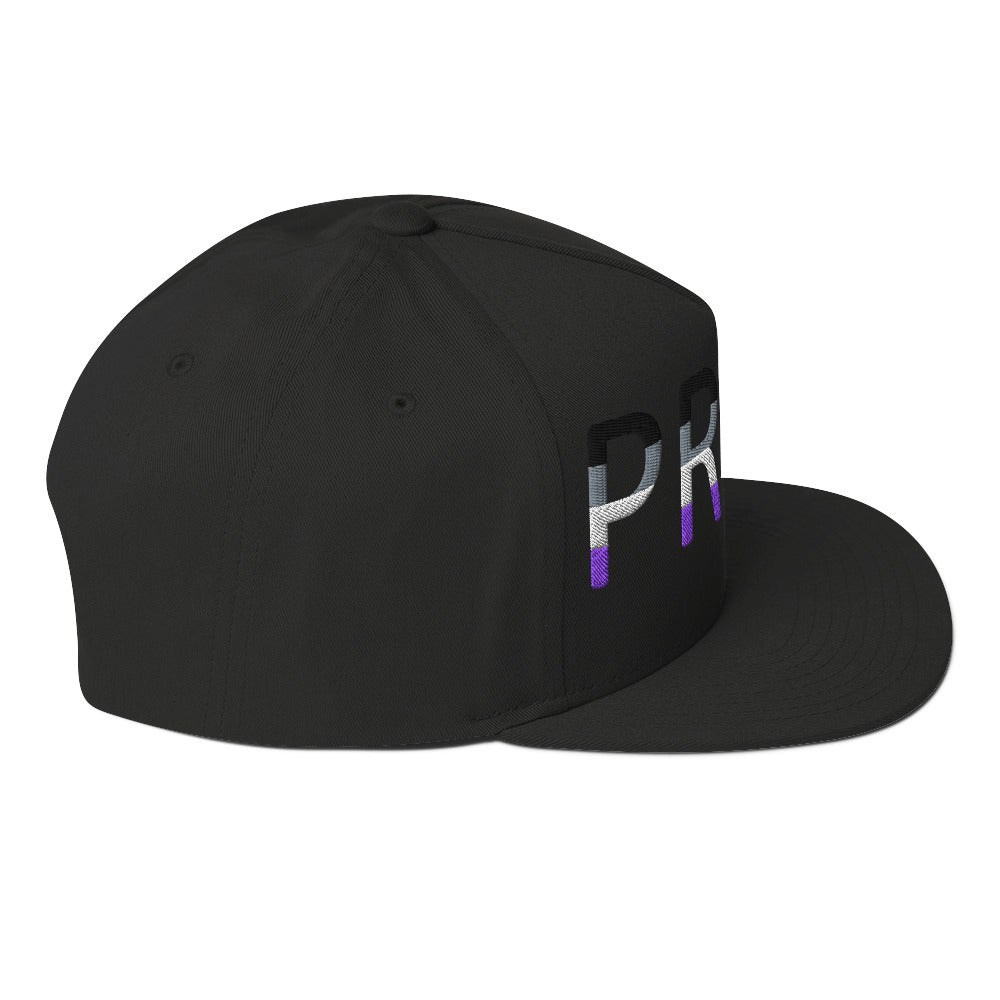 Asexual Ace Pride Embroidered Snapback Baseball Cap flat-bill-cap-black-right-side-676a1190771bb