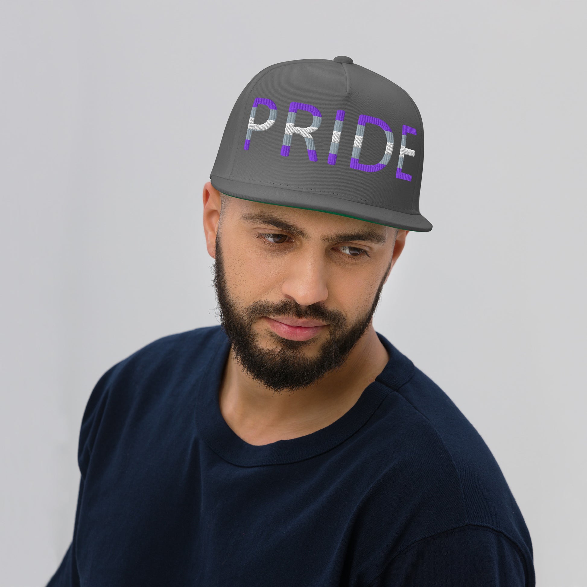 Greysexual Pride Embroidered Snapback Baseball Cap flat-bill-cap-grey-front-676a104056cd2