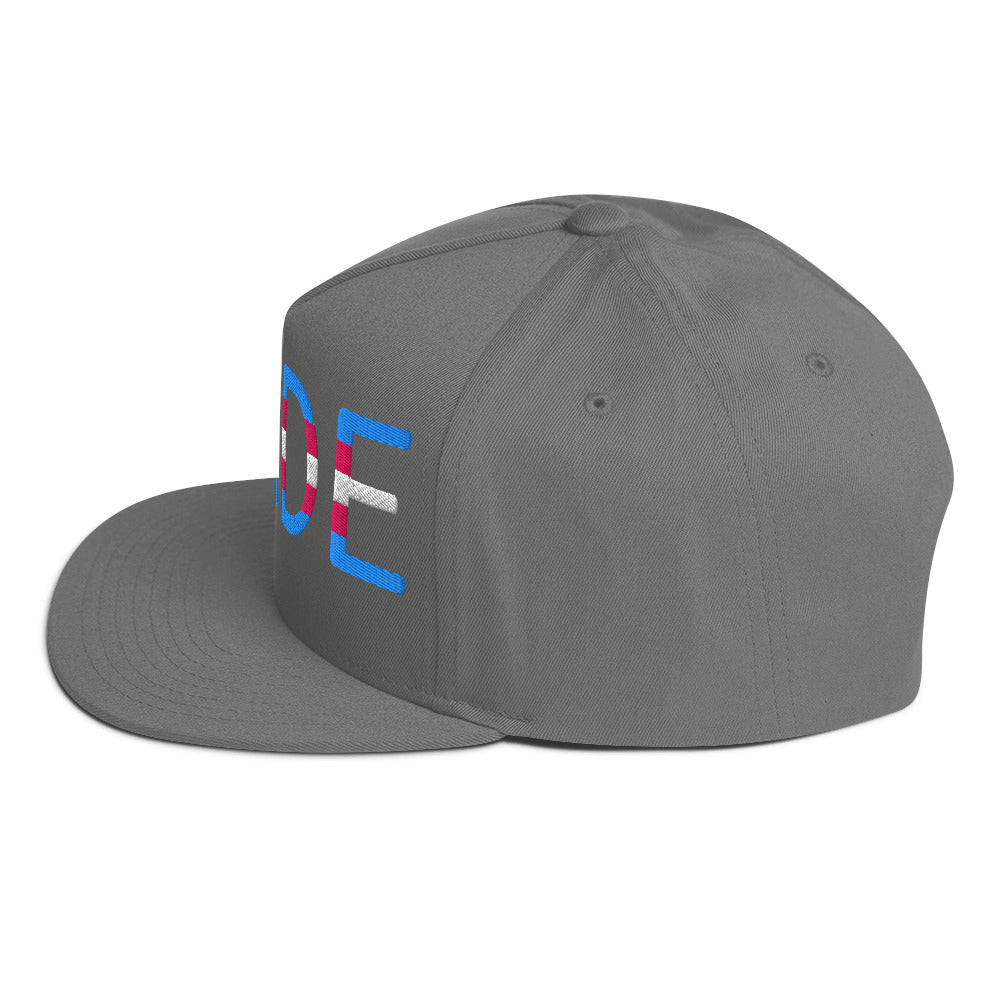 Transgender Trans Pride Embroidered Snapback Baseball Cap flat-bill-cap-grey-left-side-676a09d41f966