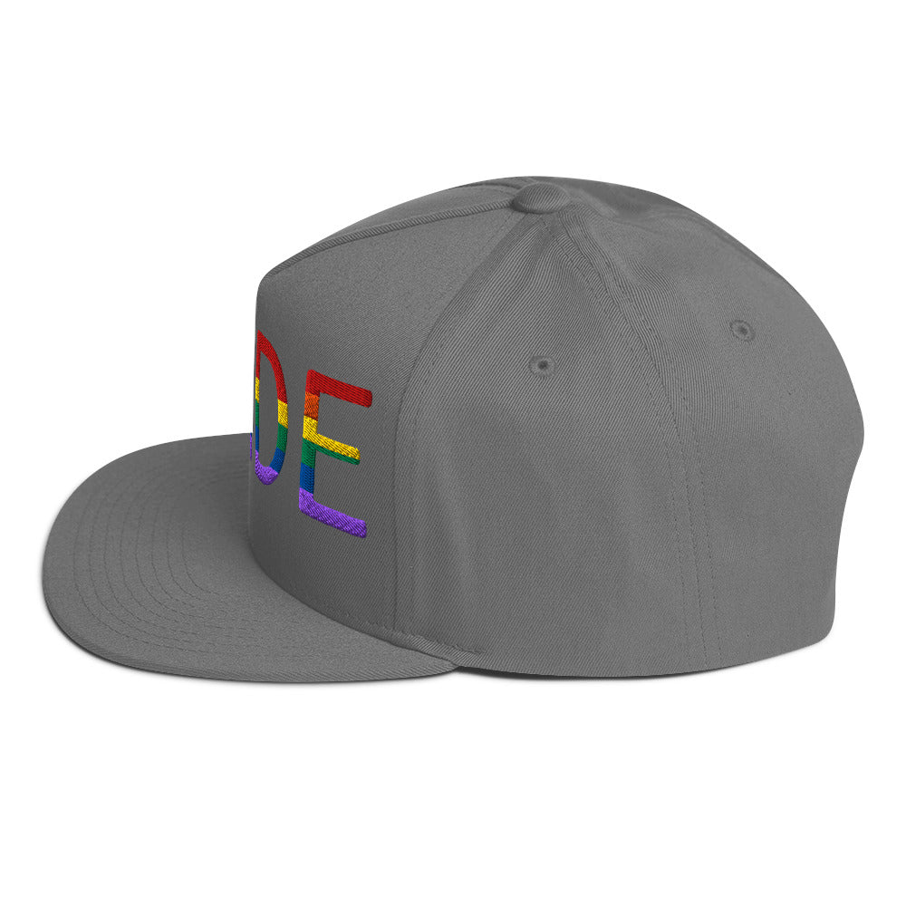 LGBTQ Pride Embroidered Snapback Baseball Cap flat-bill-cap-grey-left-side-676a0f06e3787