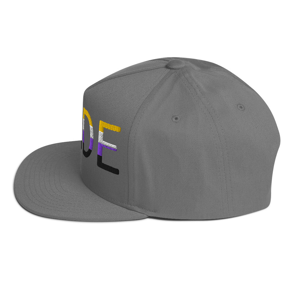 Nonbinary Enby Pride Embroidered Snapback Baseball Cap flat-bill-cap-grey-left-side-676a0ffdbac60