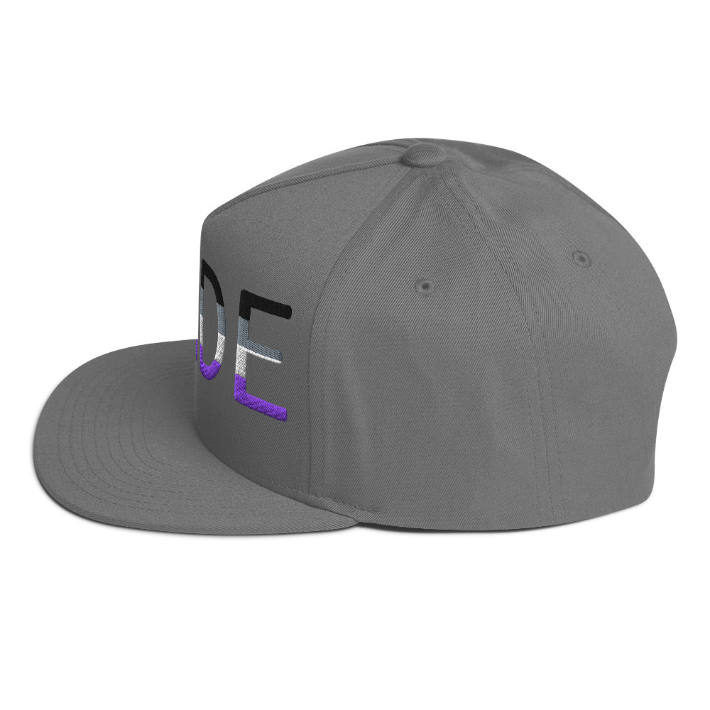 Asexual Ace Pride Embroidered Snapback Baseball Cap flat-bill-cap-grey-left-side-676a119077dce