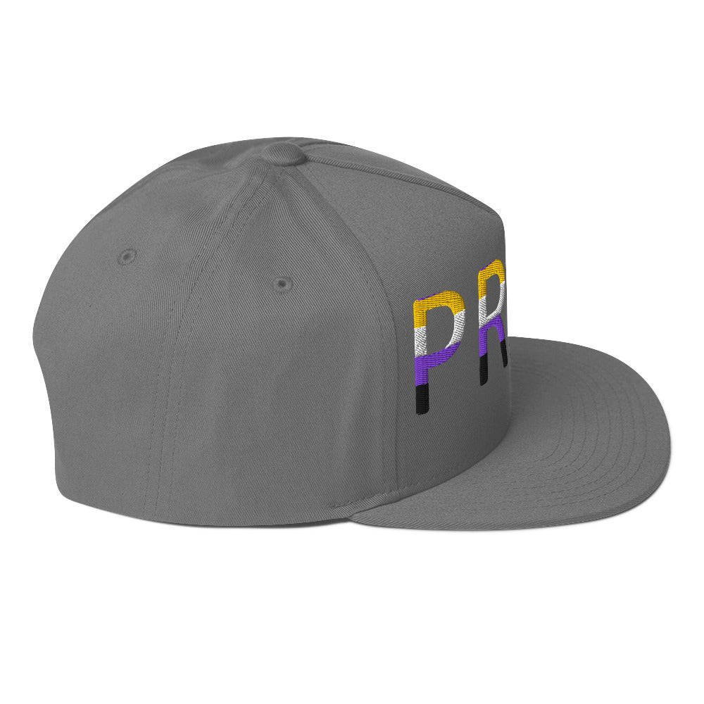 Nonbinary Enby Pride Embroidered Snapback Baseball Cap flat-bill-cap-grey-right-side-676a0ffdbadc8