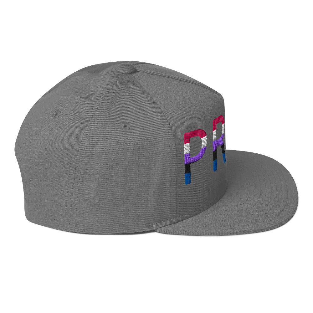 Genderfluid Pride Embroidered Snapback Baseball Cap flat-bill-cap-grey-right-side-676a10ffee13d