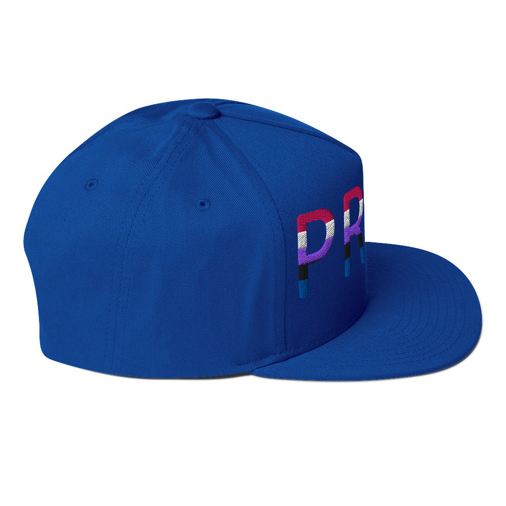 Genderfluid Pride Embroidered Snapback Baseball Cap flat-bill-cap-royal-blue-right-side-676a10ffed372