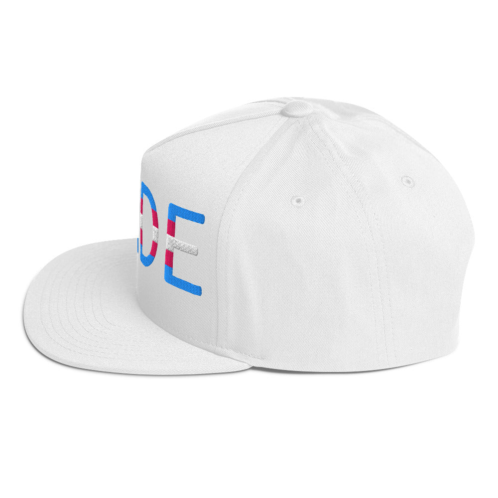 Transgender Trans Pride Embroidered Snapback Baseball Cap flat-bill-cap-white-left-side-676a09d4209cf