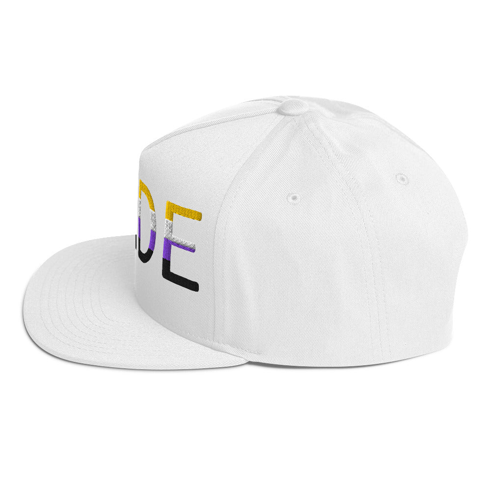 Nonbinary Enby Pride Embroidered Snapback Baseball Cap flat-bill-cap-white-left-side-676a0ffdbb393