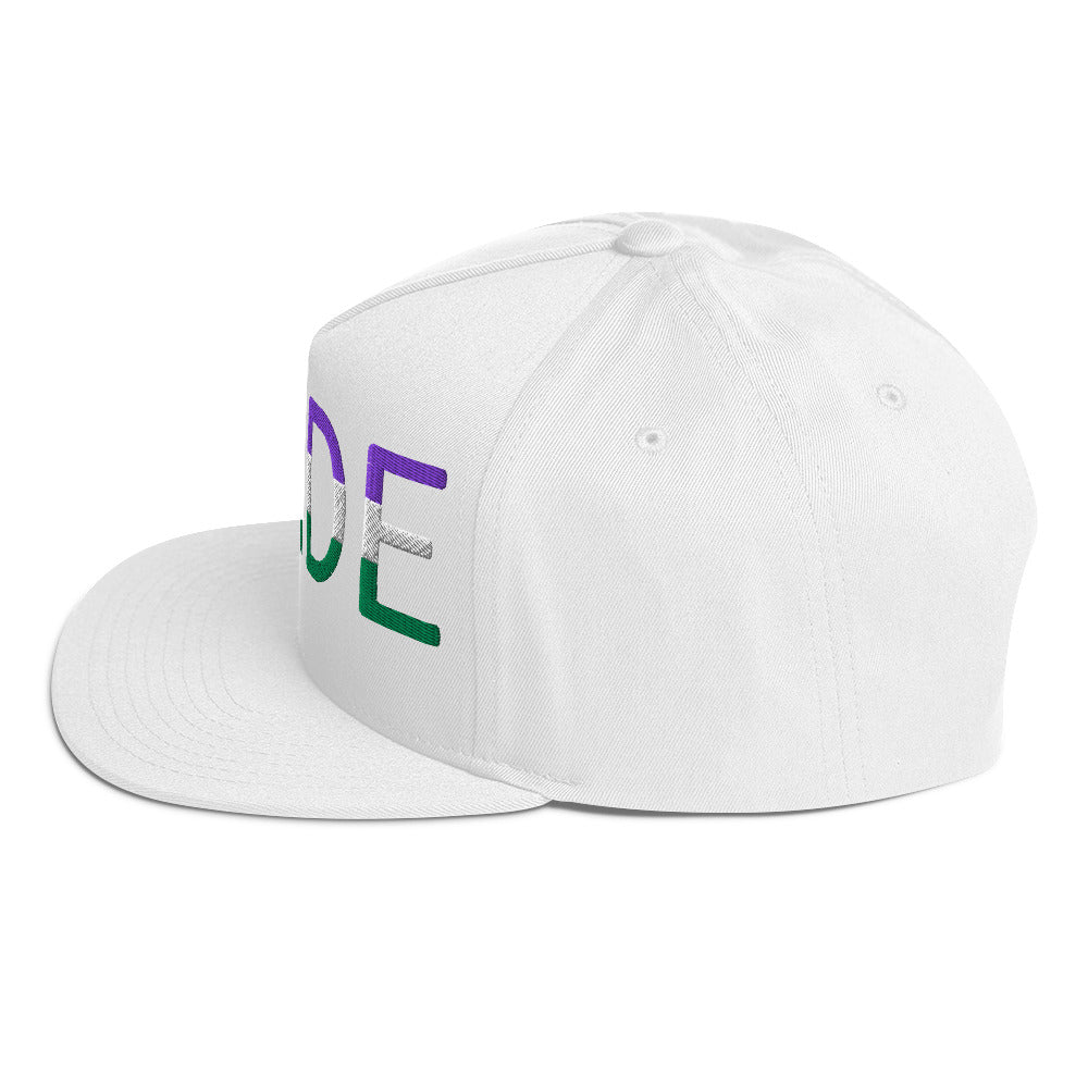 Genderqueer Pride Embroidered Snapback Baseball Cap flat-bill-cap-white-left-side-676a107cde634